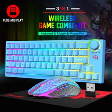 Wireless Gaming Keyboard and Mouse Combo Mini Portable RGB Backlit 4000mAh 64Key