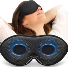 "Weighted Eye Mask for Sleeping, Blackout 3D Contoured Sleep Mask with Adjustabl