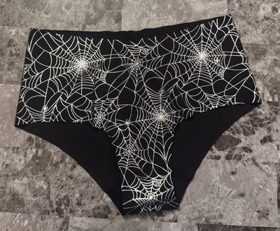 NWT VICTORIA'S SECRET PINK SILVER SPIDERWEB HALLOWEEN NO SHOW CHEEKY PANTIES