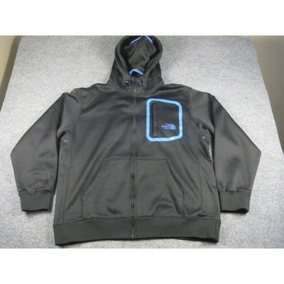 North Face Men XL Full Zip Hoodie Jacket Black Blue Fleece Lined Balaclava #1973