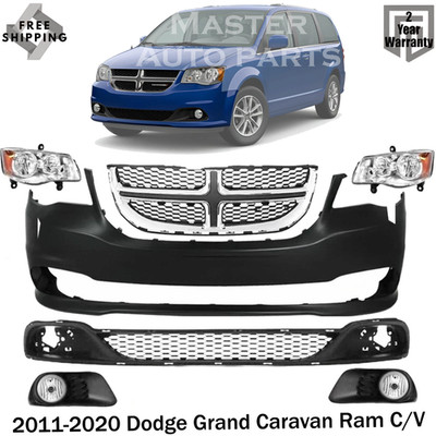 Front Bumper Cover & Grille Assembly For 2011-2020 Dodge Grand Caravan Ram C/V