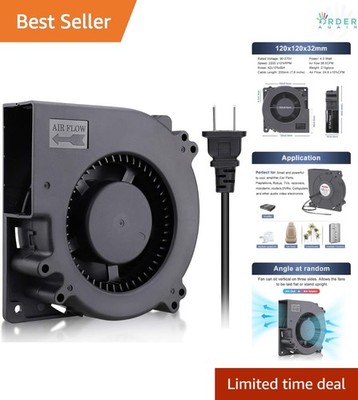 120mm x 32mm Plastic Centrifugal Fan 24.6 CFM 4W High Airflow AC/DC