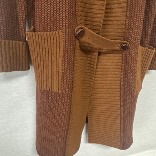 Ausgefallene Vintage Lacoste Wolle lange Kapuze Strickjacke Coatigan Pullover-One Size braun - Bild 6 von 10