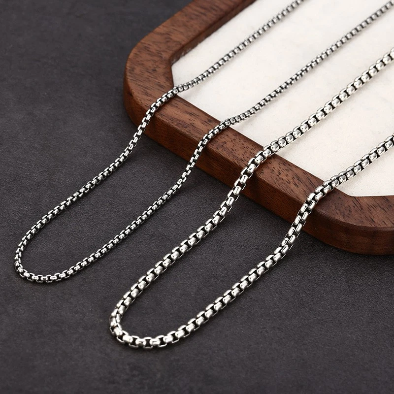 Cadena caja veneciana artesanal plata de ley S925, collar para hombre, elección de ancho Foto 4 de 4