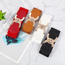 Wide Corset Belt Elastic Faux Leather 6cm Women's White Dress Waist Belts