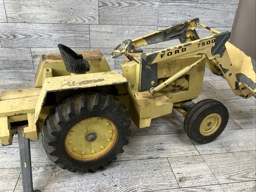 Vintage Ford 7500 Backhoe 1/12 Scale Die-Cast Loader Tractor Damaged USED - Picture 10 of 12