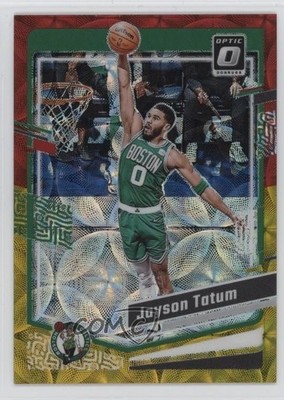 2023 Panini Donruss Optic International Red & Gold Prizm 41/99 Jayson Tatum f3p