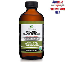 Organic Black Seed Oil 8oz Glass Bottle Turkish Cold Pressed 1.5% Thymoquinone