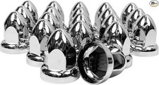 20 Pack Lug Nut Covers for Semi Trucks, 33mm by 2-1/2" Thread On Chrome Flat Top