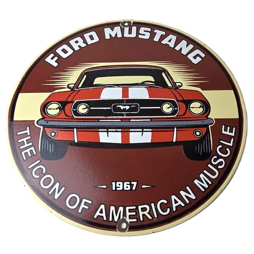 Vintage Ford Motors Sign - Mustang Gas Pump American Automotive Porcelain Sign