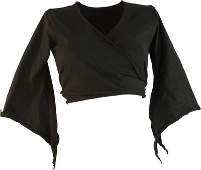 Elfen Top, Top Goa-chic, Wickeltop - schwarz