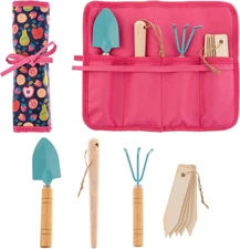 , Toddler Gardening Tool Set 5 PCS - Mini Shovel, Seed Dibbler, Mini Rake and Pl