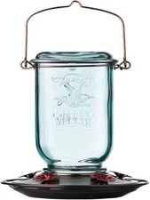 Mason Jar Hummingbird Feeder, Glass Hummingbird Feeders for Outdoors, 5 Feeding