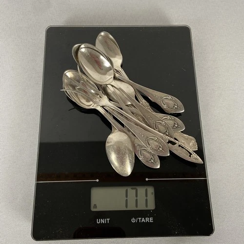 170g Sterling Silver 10 Teaspoon Lunt Mount Vernon 1900’s Lot Of 15 Not Scrap