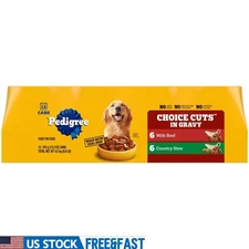 Choice Cuts In Gravy Wet Dog Food Beef Flavor Adult Canned Soft Food 13.2oz 12Pc