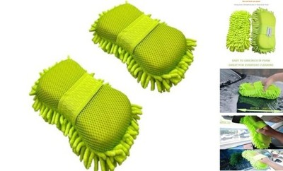 Microfiber Car Wash Sponge-Non-Scratch Wash Mitt-Two Sided 2 Pack Green