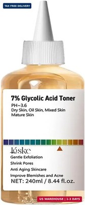7% Glycolic Acid Face Exfoliating Toner for Clear Skin, Pore Minimizer, Radiant