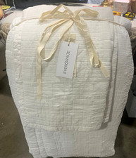 Quilt Set full/queen off white Stonewashed Crinkle Cotton Box-Stitch EverGrace