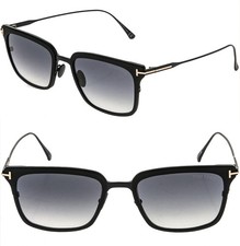 TOM FORD HAYDEN TF831 831 Black Titanium Aviator Blue Block Sunglass FT0831 02B