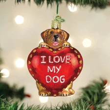 Old World Christmas Ornament- I Love my Dog  #30052  Heart