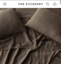 The Citizenry Stonewashed Linen Sheet Set Queen (4 Pieces) Espresso ￼
