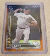 JON GRAY 2016 BOWMAN CHROME BASEBALL SCOUTS' TOP 100 ORANGE REFRACTOR SP/25 RC