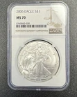 2006  AMERICAN SILVER EAGLE NGC MS 70