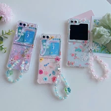 For Samsung Galaxy Z Flip7/6/5/4/3 Cute Slim Printed Clear Rugged Hinge TPU Case