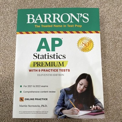 Barron's AP Statistics Premium 11th Ed Sternstein Study Guide w/ 9 Tests 720pg