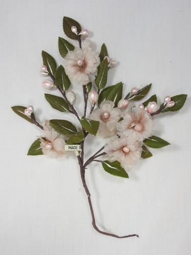 *Larger 1950s Silk Floral Stem Hand Wrapped Japan - Millinery, Vintage Clothing