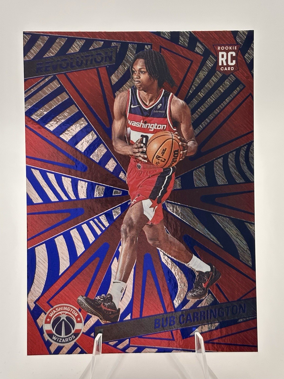 2024-25 Panini Revolution Bub Carrington Blue Storm Rookie Card #121 Wizards