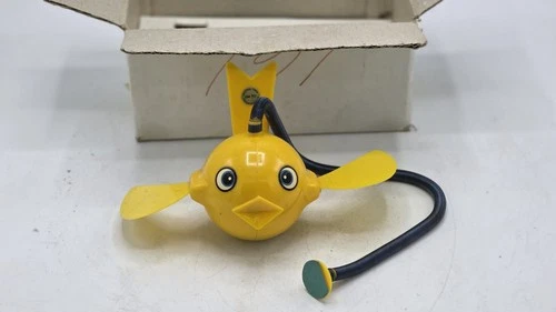 Vintage Hoptimist Birdie Yellow Hose Spring Suction Cup In Box Danish MCM