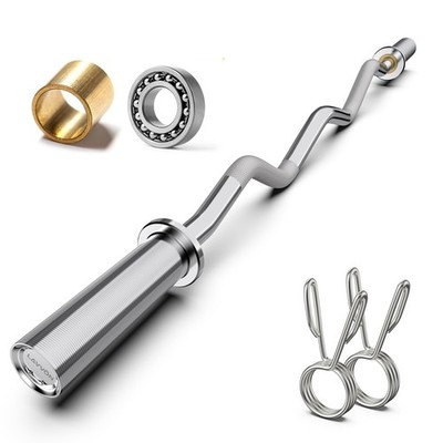Olympic EZ Curl Barbell Bar 47'',Mute Bearings - 2'' Curl Bar for Weight Liftin...