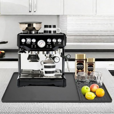 Large Coffee Bar Mat for counter Silicone 24 *16  with Raised Edges