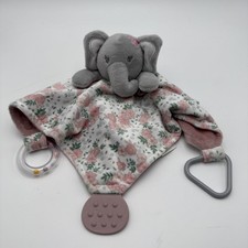 Modern Baby Dusty Rose Elephant Security Blanket Baby Lovey Pink Floral Teether