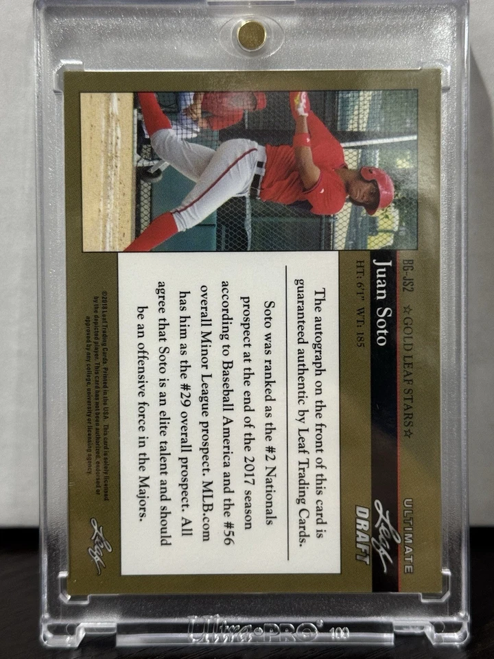 2018 Leaf Ultimate Draft- Juan Soto Auto - 1992 Black Gold /15 - Image 2 of 2