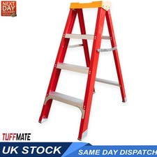 Fibreglass Step Ladder 4 Tread 1.2m Electrician with Tool Holder EN 131