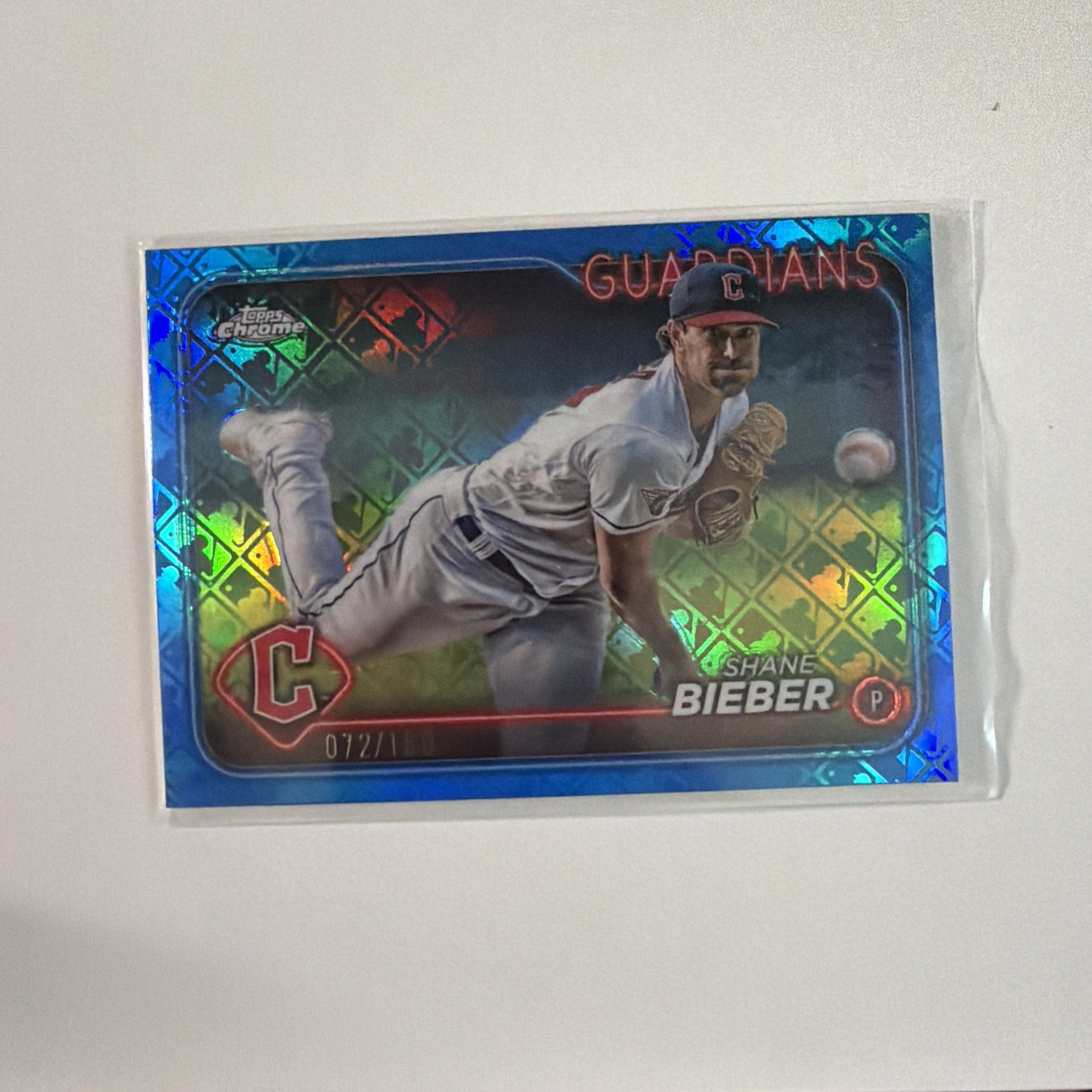 2024 Topps Chrome Logofractor Shane Bieber Blue /150 Guardians