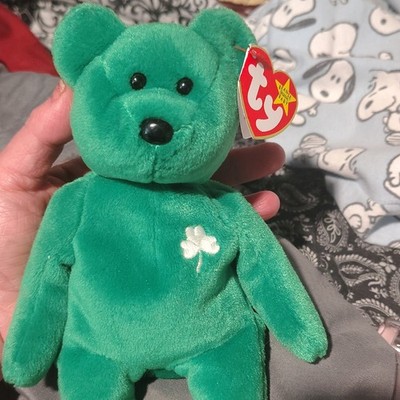 Ty Beanie Baby Erin Green Bear Plush with Shamrock Vintage 1997