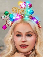 Light Up Christmas Headband Xmas Ball Hair Band Ugly Sweater Party Hairband C...