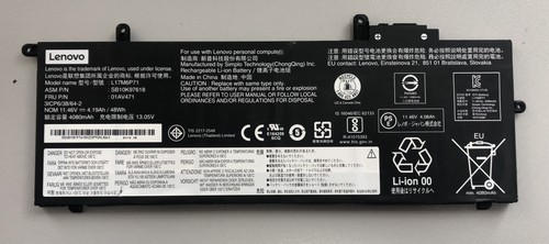 Lenovo ThinkPad X280 Original  Akku 48Wh 4080mAh 01AV471 80-90%