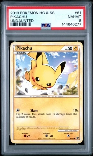 2010 Pokemon Heartgold & Soulsilver Undaunted #61 Pikachu Undaunted PSA 8