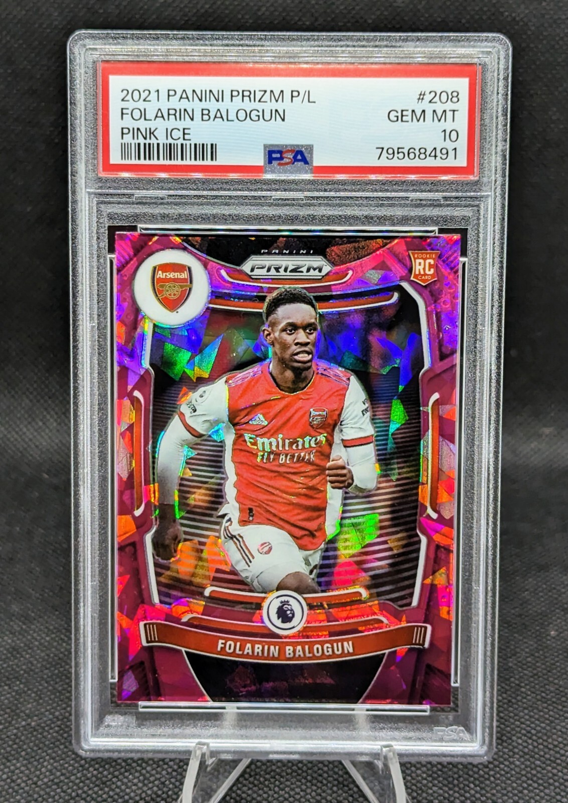 2021 Panini Prizm Premier League #208 Folarin Balogun Pink Ice Rookie PSA 10
