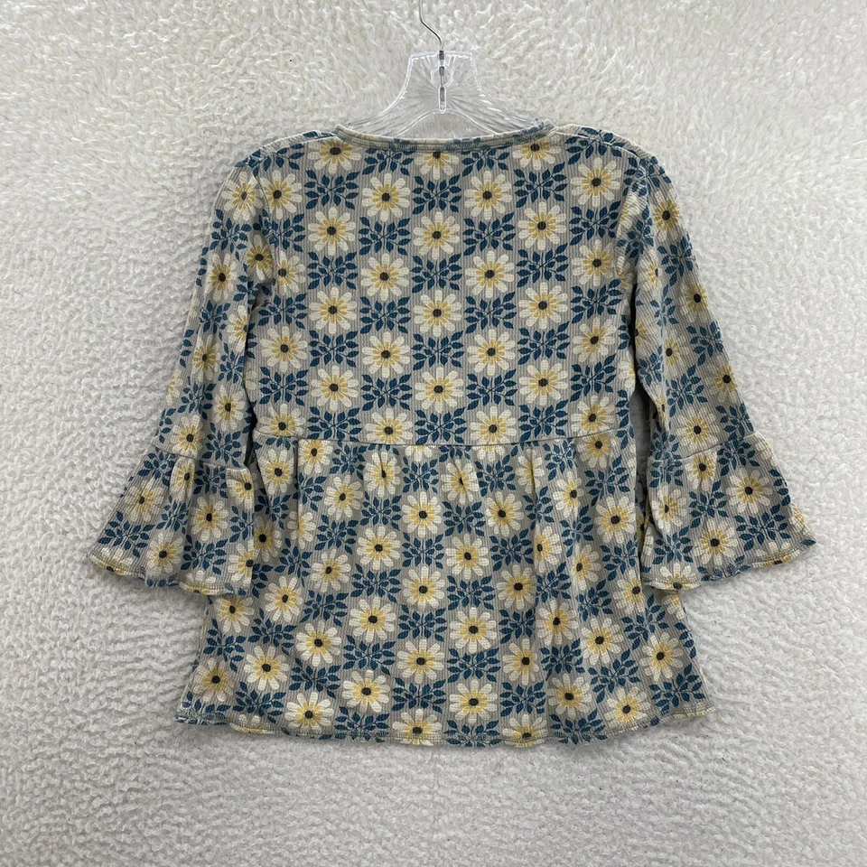 Top Y2K Vintage Fossil XS Floral Waffle Babydoll Henley Boho Grunge Bohemio Foto 2 de 4