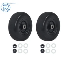 (2-Pack) 9×3.50-4” Flat Free Lawnmower Solid Tire and Wheel Assemblie