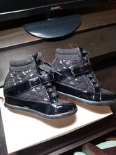 NWOT Girls Size 1 Paris Blues Deedra II Black High Top Sneakers Shoes Sparkly