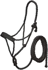 Horse Mule Tape Halter with 10 foot Lead - Black or White