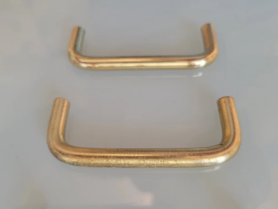 6 Vintage Drawer Wire Pulls Handle Brass 3" Centers Industrial Desk MCM Modern — 第 3/4 张图片