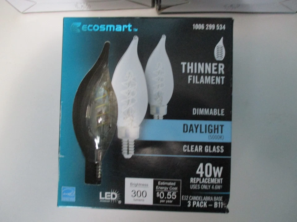 Ecosmart 9-Pack Dimmable Daylight Clear Glass 40w Replacement Candelabra Bulbs - Image 3 of 4