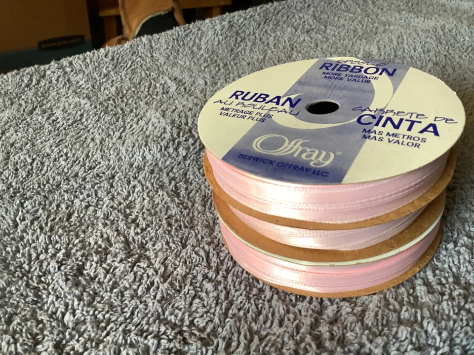 3 Offray Spool Ribbon, Light Pink, 30 Yards, 1/4”  Width - Image 4 of 4